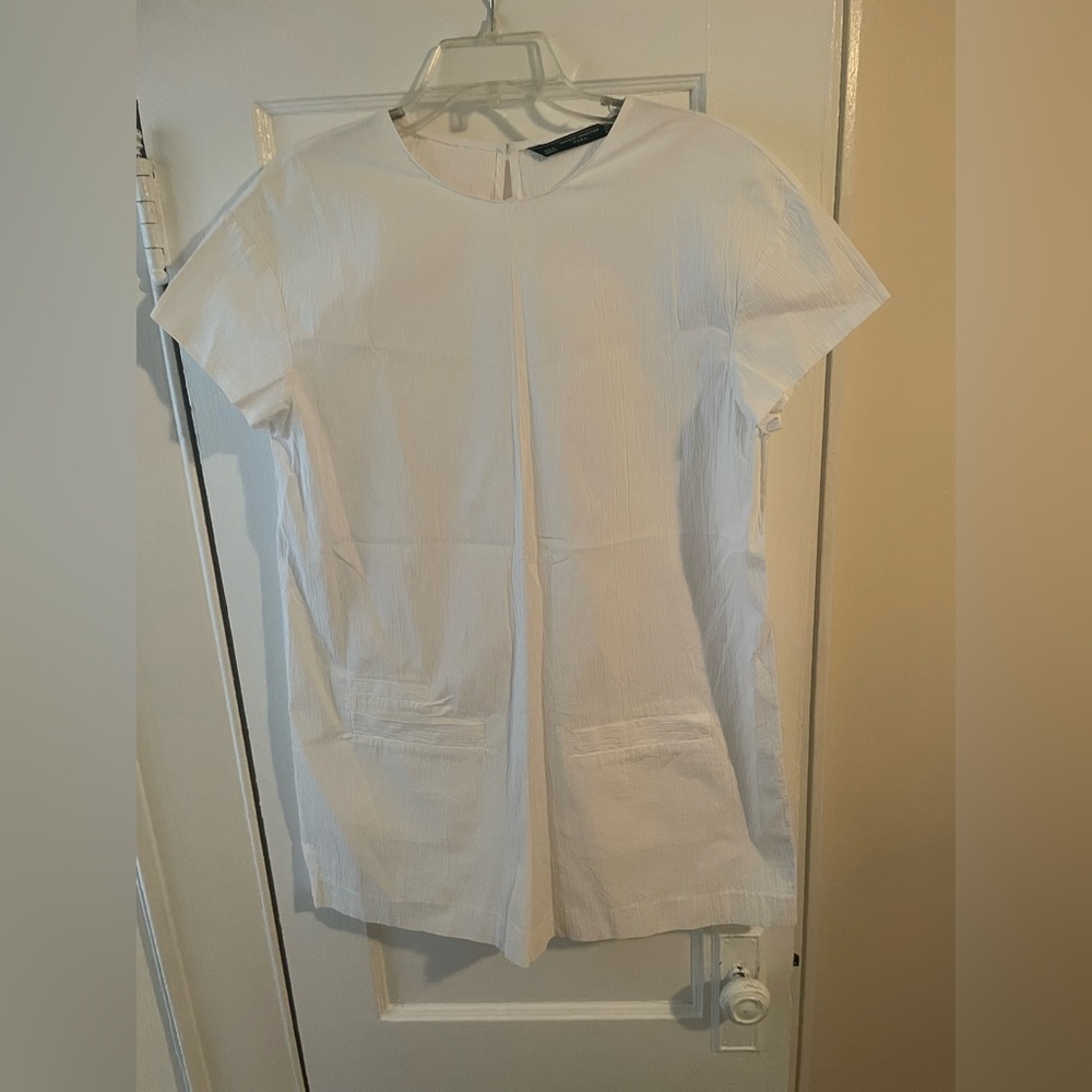 White shirt sleeve cotton romper